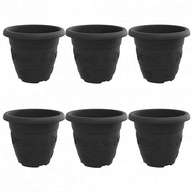 vidaXL Kulatý květináč 6 ks Černá Ø 26 x 21.5 cm Plast