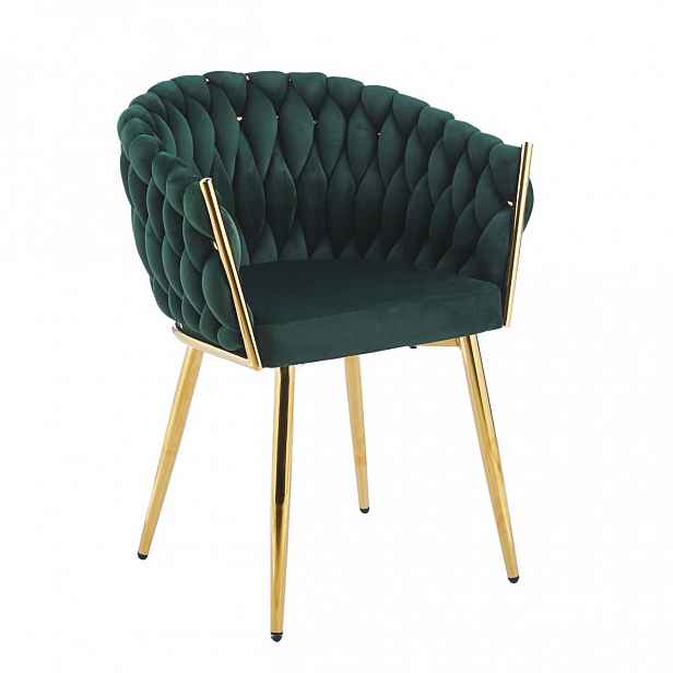 Designová čalouněná židle ZYPHIRA - zelená / zlatá