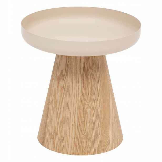 Konferenční Stolek Kovový Ø Výška 40 CM 41,8 CM Béžový Mdf