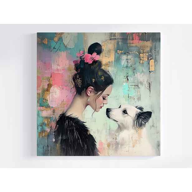 Obraz Na Plátně Canvas Žena Dívka Pes Přátelství Láska 50x50