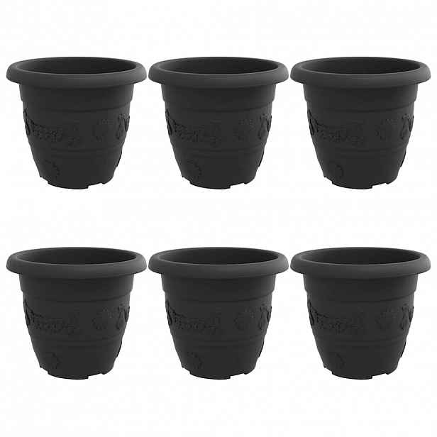 vidaXL Kulatý květináč 6 ks Černá Ø 30 x 25 cm Plast