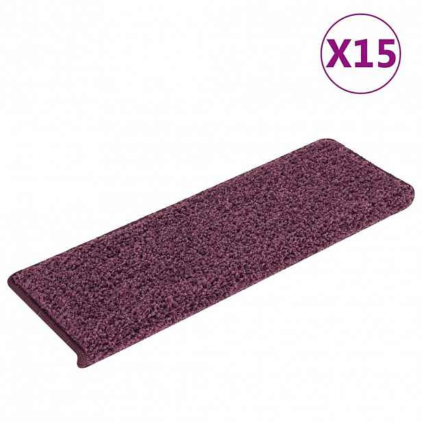 vidaXL Schodové rohože 15 ks 65 x 21 x 4 cm tmavě fialové s obdélníkovým okrajem