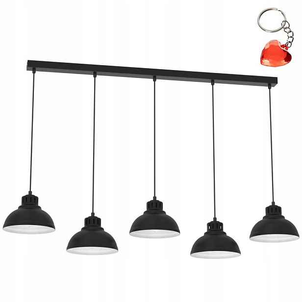 Černá pětibodová závěsná lampa na liště Sven 9096 Luminex