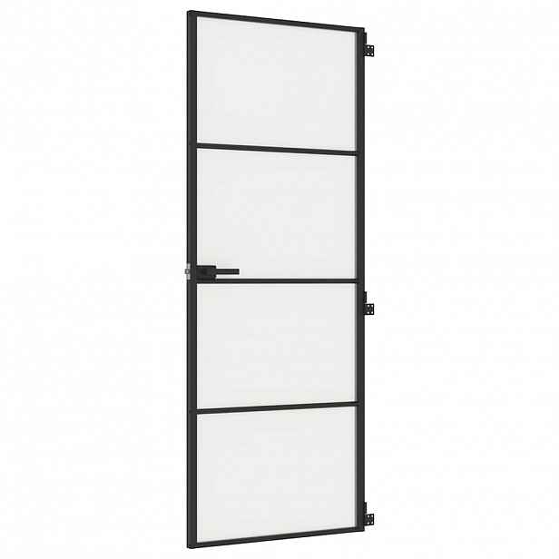 vidaXL Interiérové dveře úzké černé 76x201,5 cm tvrzené sklo a hliník