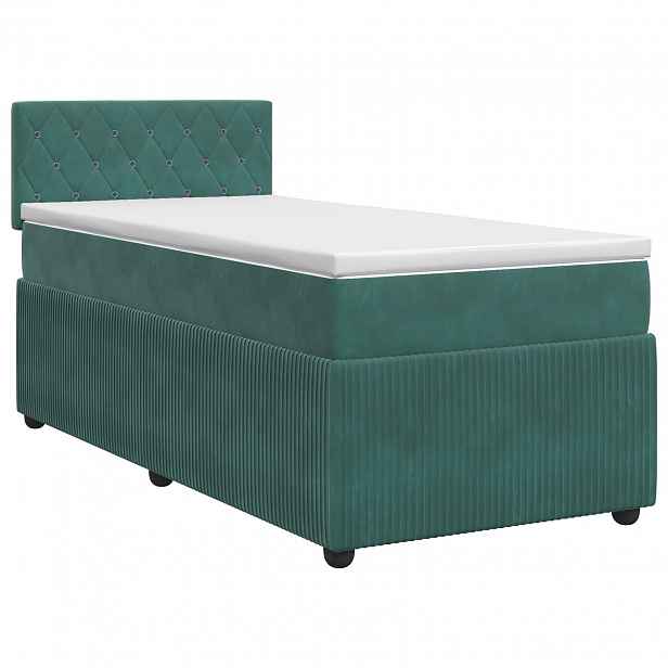 vidaXL Postel boxspring s matrací Tmavě zelená 90 x 190 cm Samet