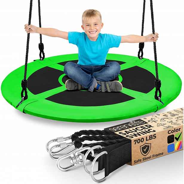 Houpačka Houpací Hnízdo Zahradní Pro Děti 100 CM Otočná Zelená