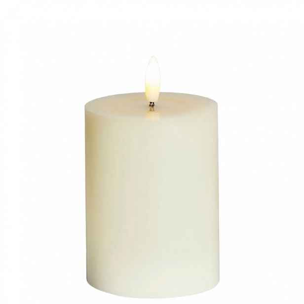LED svíčka na baterie vosková Sille Ivory, Ø 7,5 × 10 cm, bílá, 2× AA