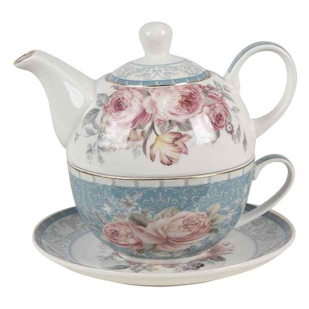 Porcelánový Tea for one Peony Rosé - 16*10*14 cm / 400 ml / 250 ml Clayre & Eef
