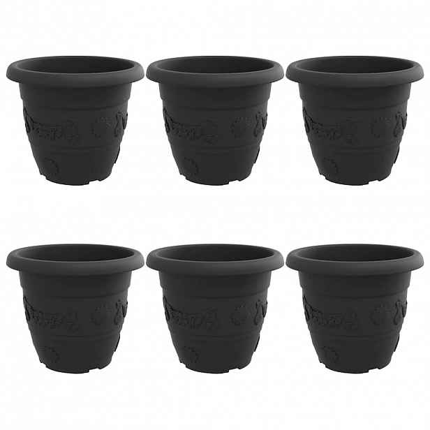 vidaXL Kulatý květináč 6 ks Černá Ø 34 x 28 cm Plast