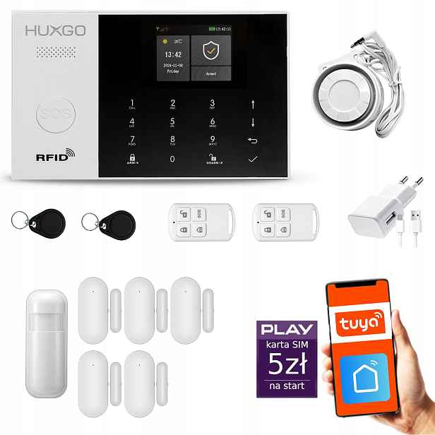 Bezdrátový alarm WiFi Gsm 4G, Tuya, sada alarmu Huxgo HXA005 D5PS