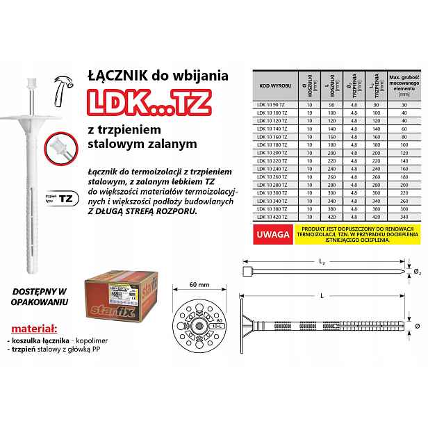 Kolík Na Polystyren 10X380 50 Kusů Spojovací prvky izolace Starfix Amex Ocelový