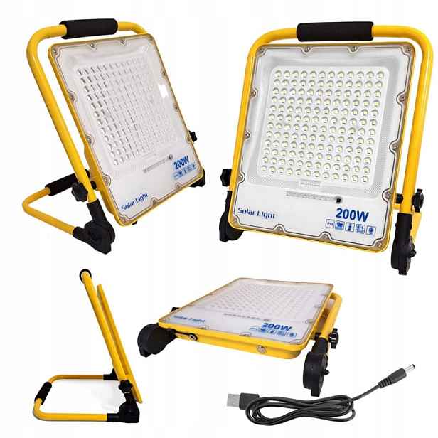 Led Halogenová Pracovní Lampa Na Stavebním Stojanu, 200 W, Přenosná, Akumulátorová Lampa