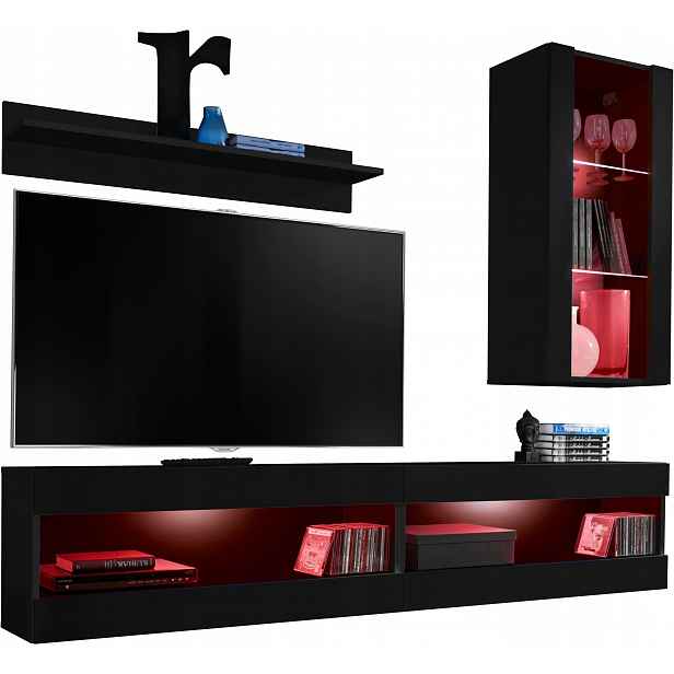 Sada nábytku Rtv Tivoli SET5 Černá/Černá, Rgb Led
