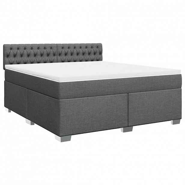 vidaXL Box spring postel s matrací tmavě šedá 180x200 cm textil