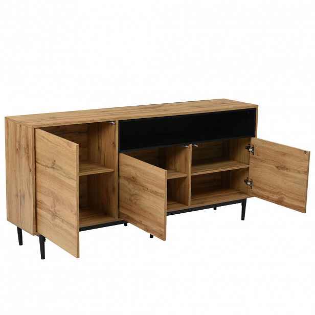 OKWISH BOČNÍ skříň 160/35/76 cm přírodní dřevo z MDF s nastavitelnými policemi
