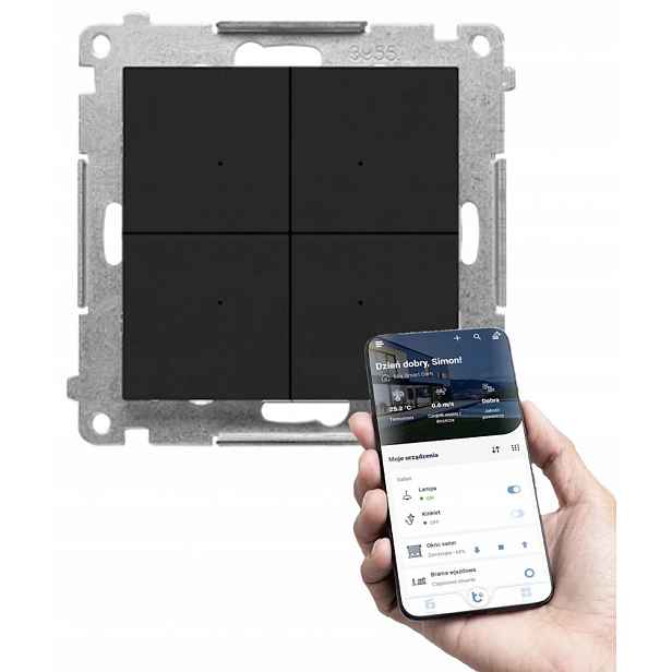 Simon 55 Go Bateriový vysílač s dálkovým ovládáním Wifi Control Černý Mat