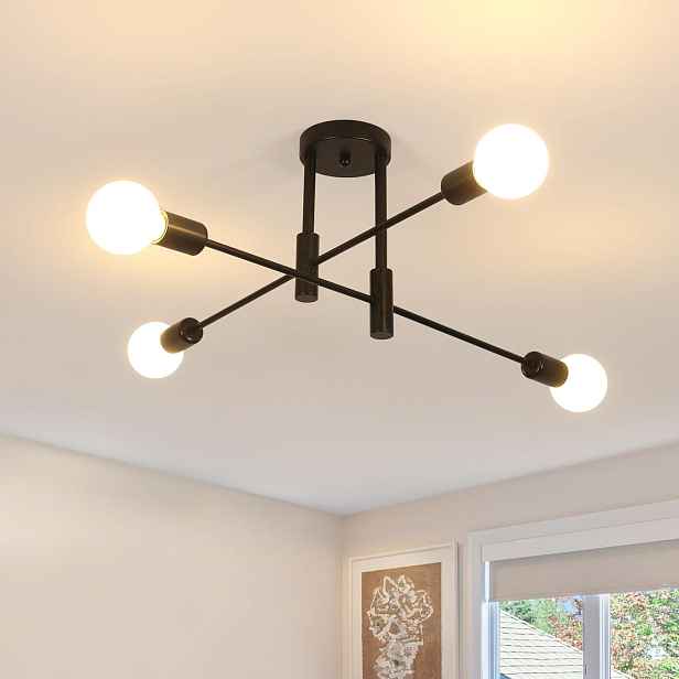 Stropní svítidlo E27 závěsné černé lustr 4 ramena loft retro moderní