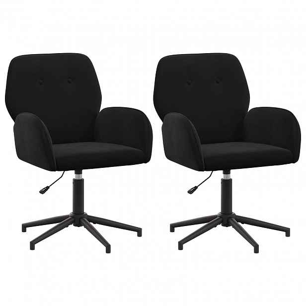 vidaXL Otáčecí židle k psacímu stolu 2 ks Samet 54 x 55 x 90 cm Černá