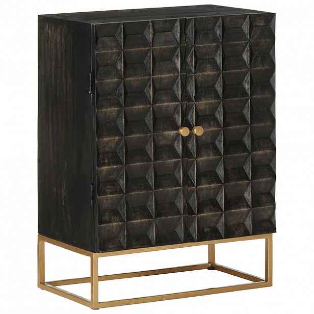 vidaXL Příborník černý 55x34x75 cm masivní mangovníkové dřevo a železo