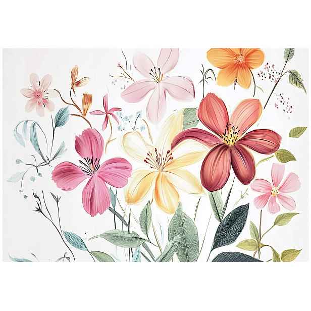 Vliesová fototapeta Botanická fantazie květin akvarelem 150x105 lepidlo