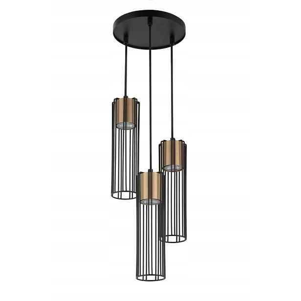 Závěsná lampa černo-zlatá 3xGU10 industriální Fobia Sigma Lighting