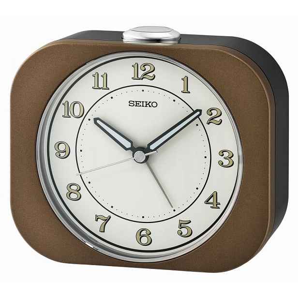 Středně Hnědý Budík Seiko QHE195B Alarm Narůstající Do Tichého Mechanismu