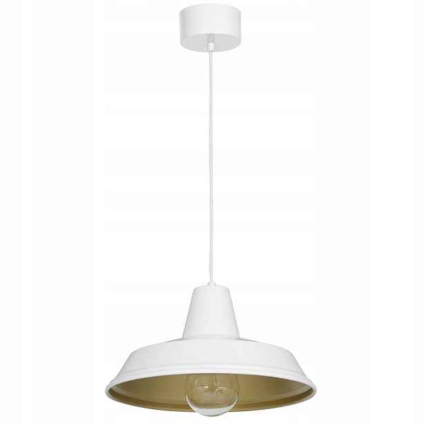 Závěsná lampa loftová bílá zlatá kulatá 36 cm do kuchyně Luminex