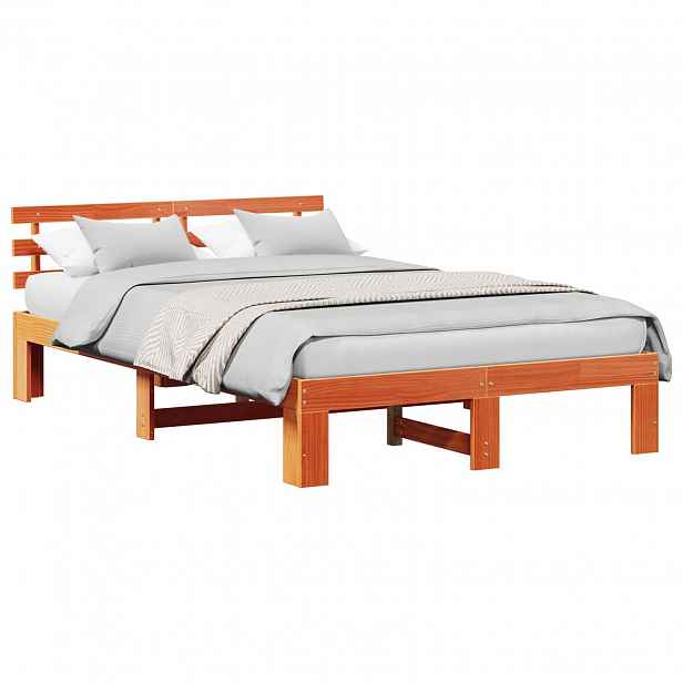 vidaXL Rám postele Voskově hnědá 140 x 190 cm Masivní borové dřevo