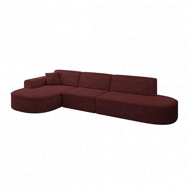 ALTDECOR ROHOVÁ SEDAČKA s otomanem vlevo MARI-L2 – 328 × 171 × 79 cm, bordó, velur