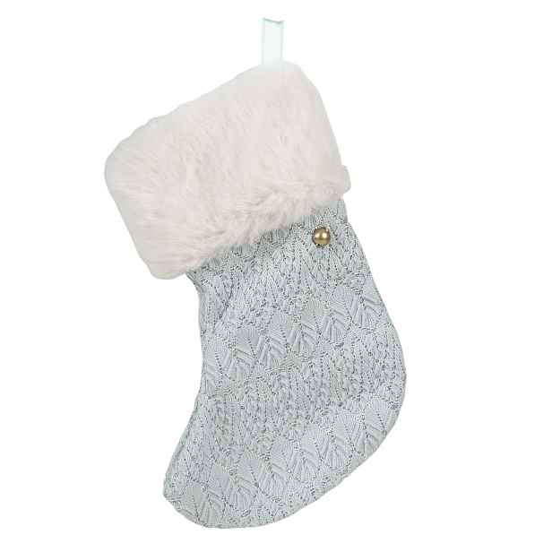 Dekorace modrá vánoční punčocha - 14*1*17 cm Clayre & Eef