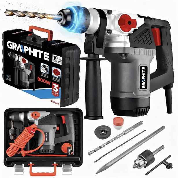 Graphite Příklepové kladivo Sds+ 900W, kufr Udar 58G860