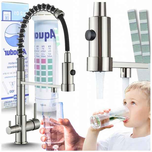 Kuchyňská Baterie Třícestná Flexibilní Ramínko Kohoutek do kuchyně Filtr Inox