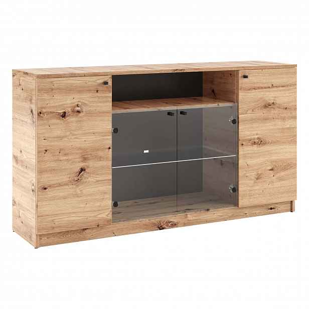 Prosklená komoda GIDOEN - dub artisan