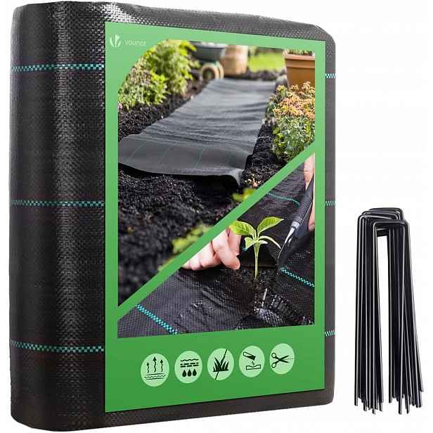 Tkanina na hubení plevele Vounot 2 m x 25 m s 50 kolíky