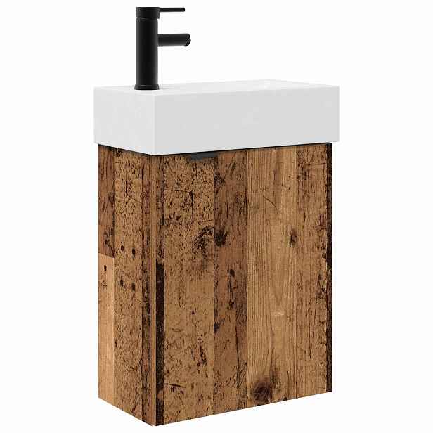 vidaXL Koupelnová skříňka s baterií Staré dřevo 45,5 x 22,5 x 84 cm