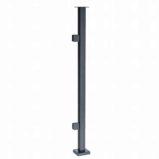 Startovací sloupek pro skleněné zábradlí 110 cm 40x40 Antracit 2 držáky Loft