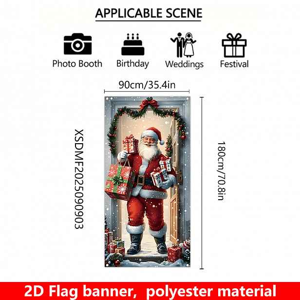 TEMU 2D Plochá, 2D Vlajková Banner, 1 ks, Vánoční Party Dekorace na Verandu, 90 cm * 180 cm / 35,4 palce * 70,8 palce, Stojící u Dveří, Držící