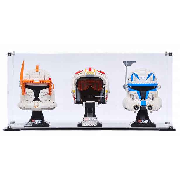 Vitrína Blacked Brick pro 3x Lego Helma Star Wars Marvel Heroes DC