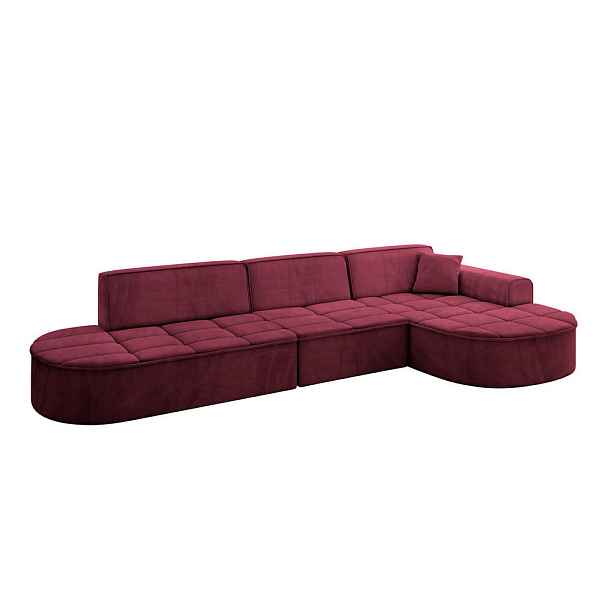 ALTDECOR ROHOVÁ SEDAČKA s otomanem, pravá TARO-L2 328x171x79,5 Bordó Velur