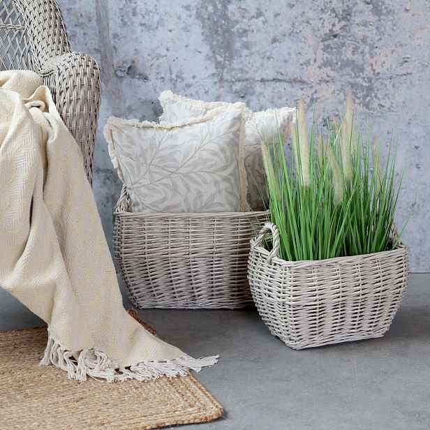 Sada 2ks proutěných košů s uchy French Basket Grey – 41*31*33/ 33*24*28 cm Chic Antique