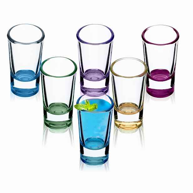 Sklenice Na Vodku Shotů Tinktury 28 ml Barevný Komplet 12 ks Na Dárek