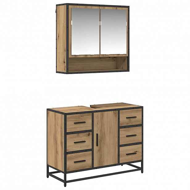vidaXL Sada koupelnového nábytku 2 ks Artisanový dub 80 x 33 x 60 cm