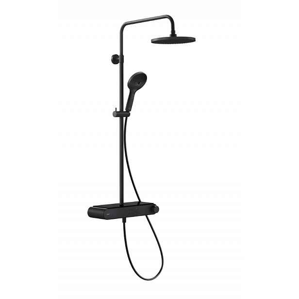 Duravit - Sprchový set s termostatem, průměr 23 cm, 3 proudy, matná černá TH4380008046