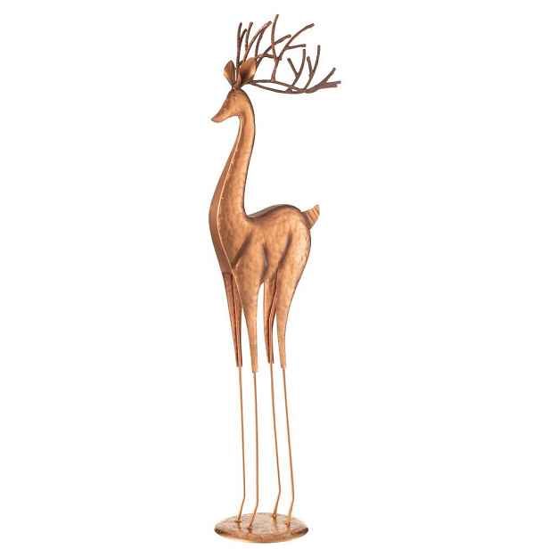 Měděná kovová dekorace jelen Deer M - 19*13*71 cm J-Line by Jolipa
