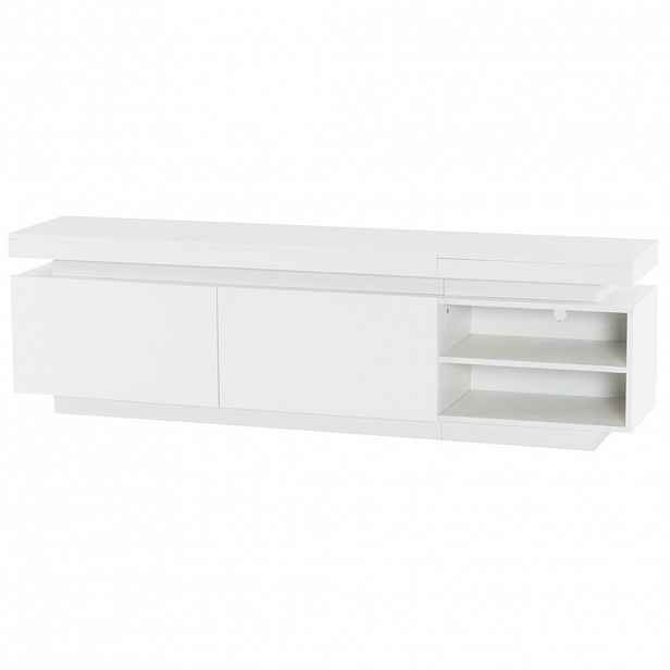 Modfu TV stolek z dřevotřísky 170x35x50 cm bílý s LED osvětlením, vysokým leskem a úložným prostorem