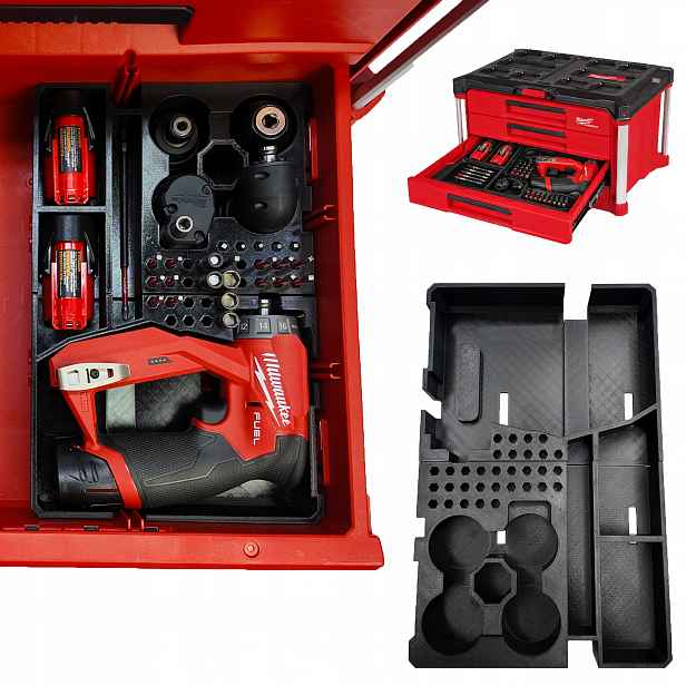 Organizér do zásuvek Milwaukee Packout M12 Fddx Vrtací šroubovák Fuel