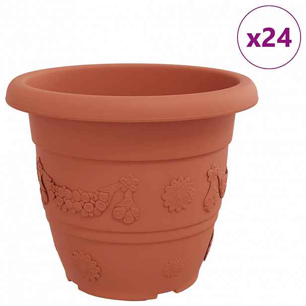 vidaXL Kulatý květináč 24 ks Cihlově červená Ø 34 x 28 cm Plast