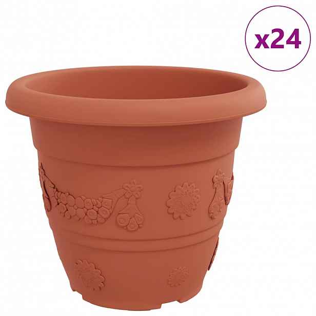 vidaXL Kulatý květináč 24 ks Cihlově červená Ø 39 x 32 cm Plast