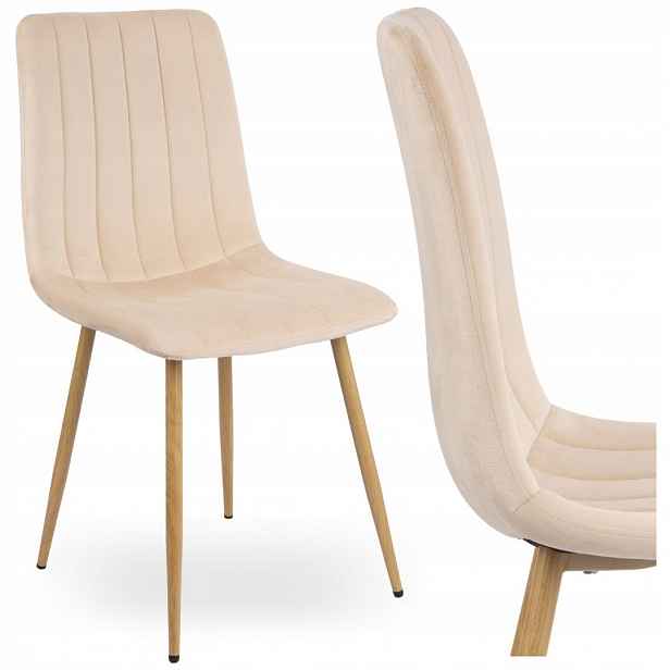 Křeslo Fresno Wood Velvet čalouněné béžovou samet