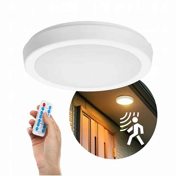stropní svítidlo Led 24 W s pohybovým senzorem Cct IP65, bílá dálkový ovladač